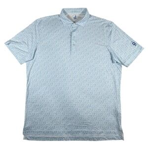 Johnnie-O Featherweight Mens Large Blue Sneaker Print Golf Polo Shirt UPF 50